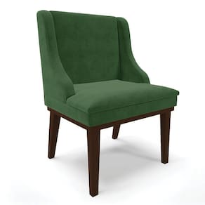 Cadeira De Jantar Liz Suede Base Fixa Madeira Tabaco Verde
