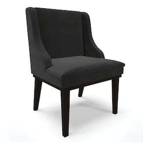 Cadeira Liz Veludo Base Fixa Madeira Preto - Cor Preto