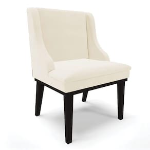 Cadeira Liz Veludo Base Fixa Madeira Preto - Cor Bege