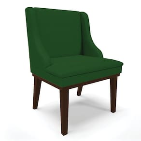 Cadeira Liz Veludo Luxo Base Fixa Madeira TabacoA136 Verde