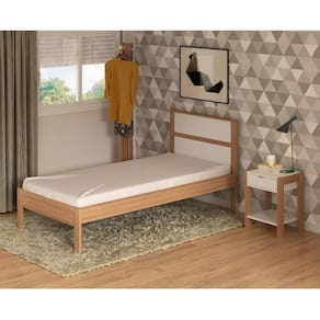 CamaSolteiro Para Colchão 88 X 188 Cm Cr35008 Amendoa/Branca
