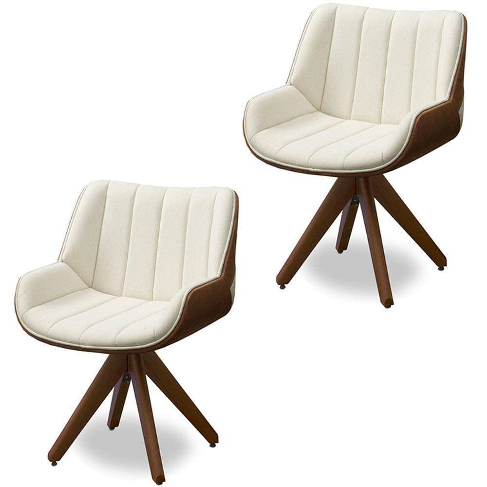 Kit 02 Poltronass Traoré Veludo Com Pu Offwhite/Marrom