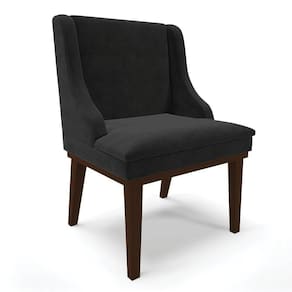 Cadeira De Jantar Liz Suede Base Fixa Madeira Tabaco Preto