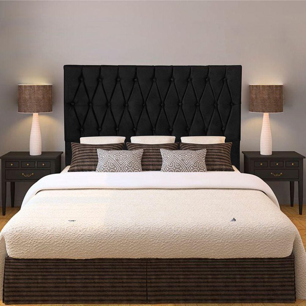 Cabeceira Solteiro 0,90M Paris Suede Preto