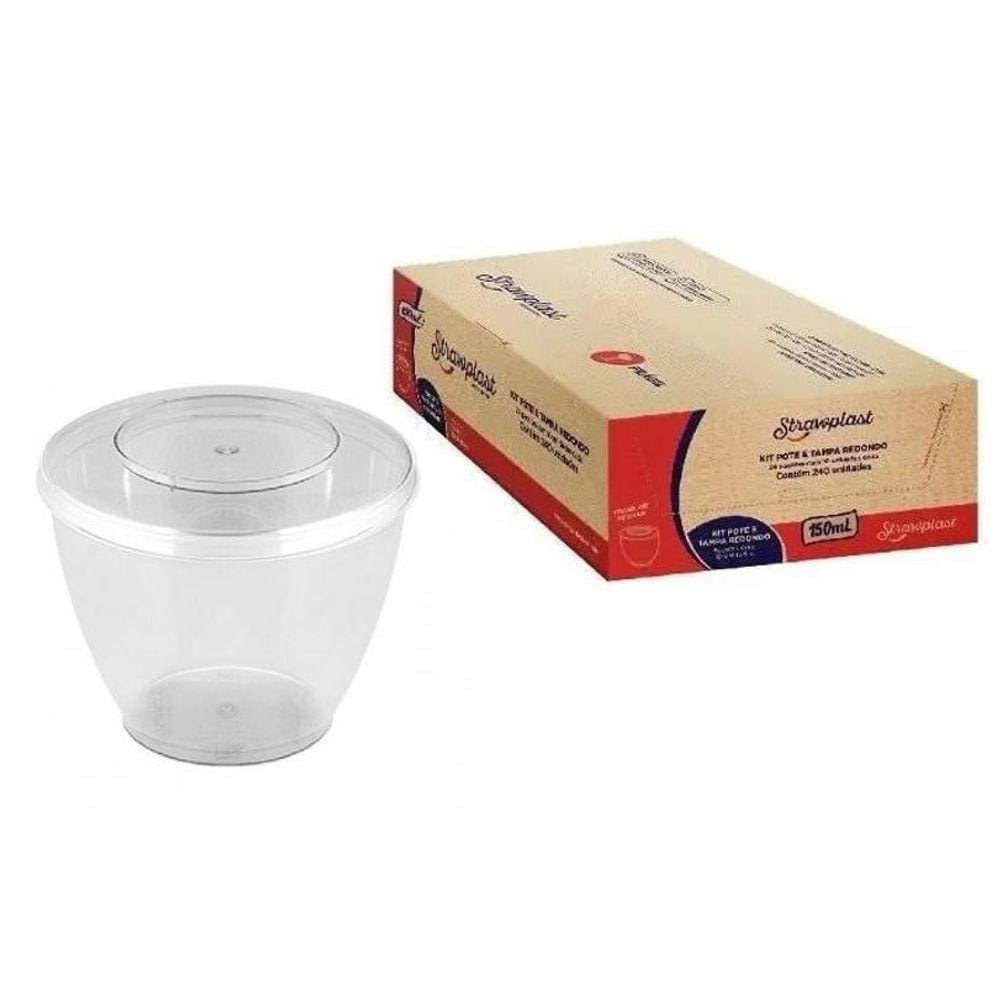 Potes Acrilico Redondo Lacre 150Ml Cristal Strawplast C/240