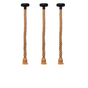 3 Cordas Pendente Sisal Retro Rústico Vintage 1,80M Nó Laço