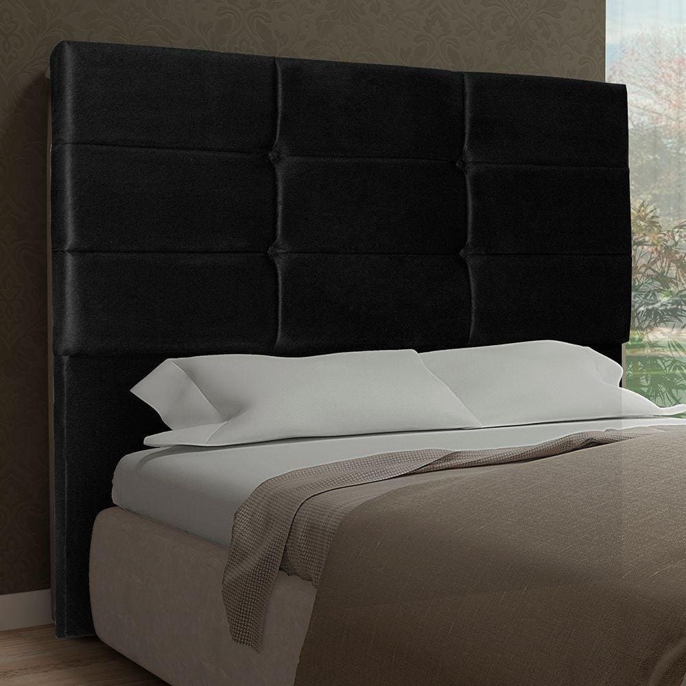 Cabeceira Casal 1,40M Toquio Suede Preto