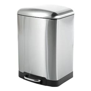 Lixeira Retangular Inox 12L Com Pedal 41X25X29Cm - Prateado