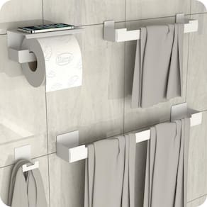 Kit Acessórios Para Banheiro Branco Ventosa Adesivo 4pç ELG