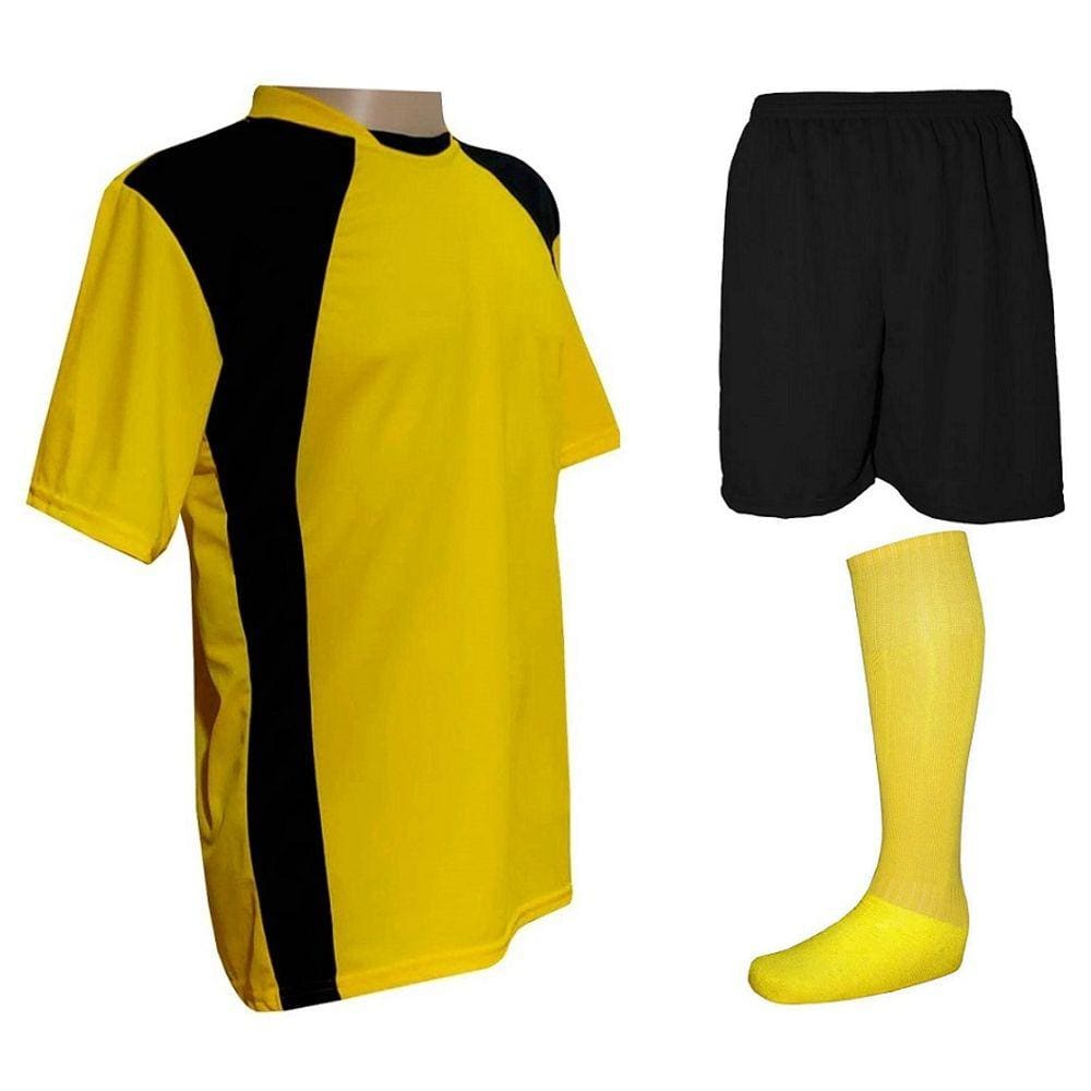 Jogo de Uniforme Completo 20+1 Amarelo/Preto