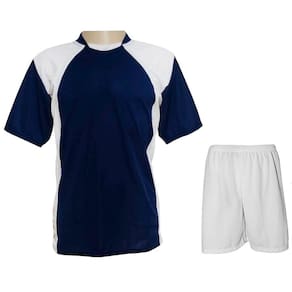 Uniforme 20+1 Camisa Azul Marinho/Branco, Calção Branco e Goleiro