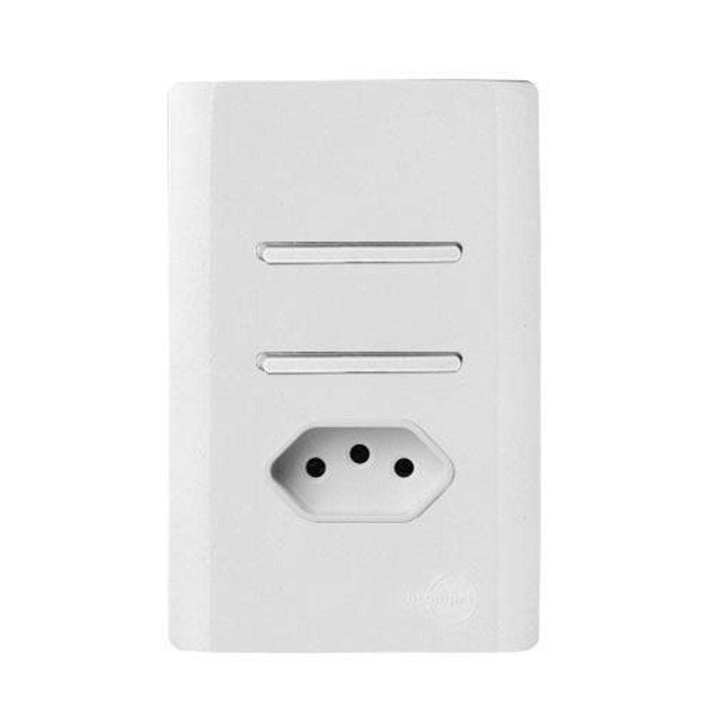 Cj Int. Duplo Simples +Tomada 10A 4X2 - Novara Branco Total