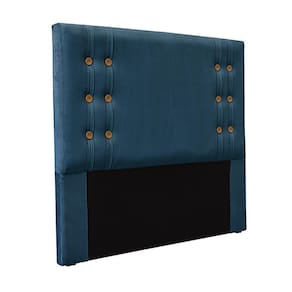 Cabeceira Casal 1,40m Kors Veludo Azul Gran Belo
