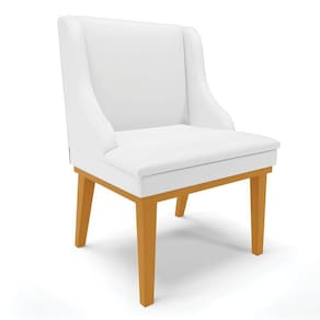 Cadeira De Jantar Corino Branco Base Madeira Castanho