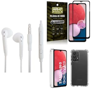 Kit Capinha Samsung A13 4G + Fone De Ouvido P2 + Película