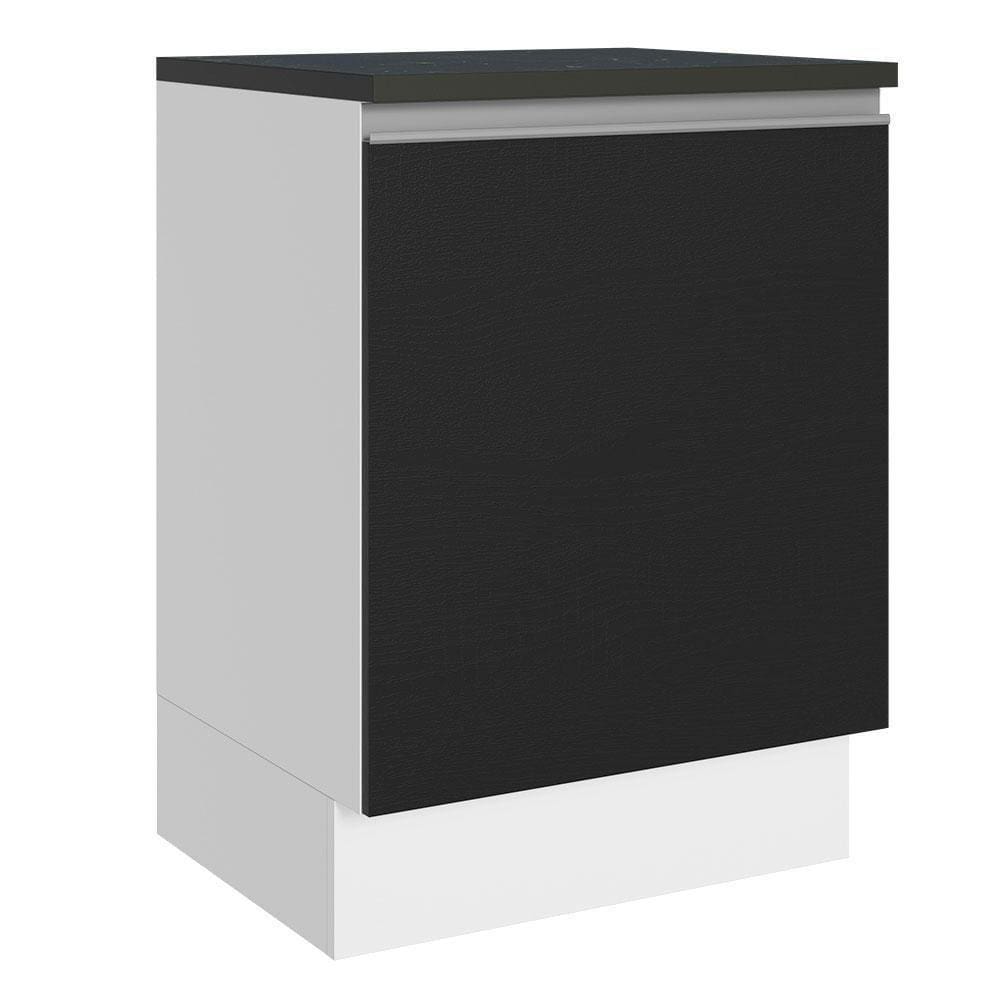Balcão 100% Mdf 60 Cm 1 Porta Branco/preto