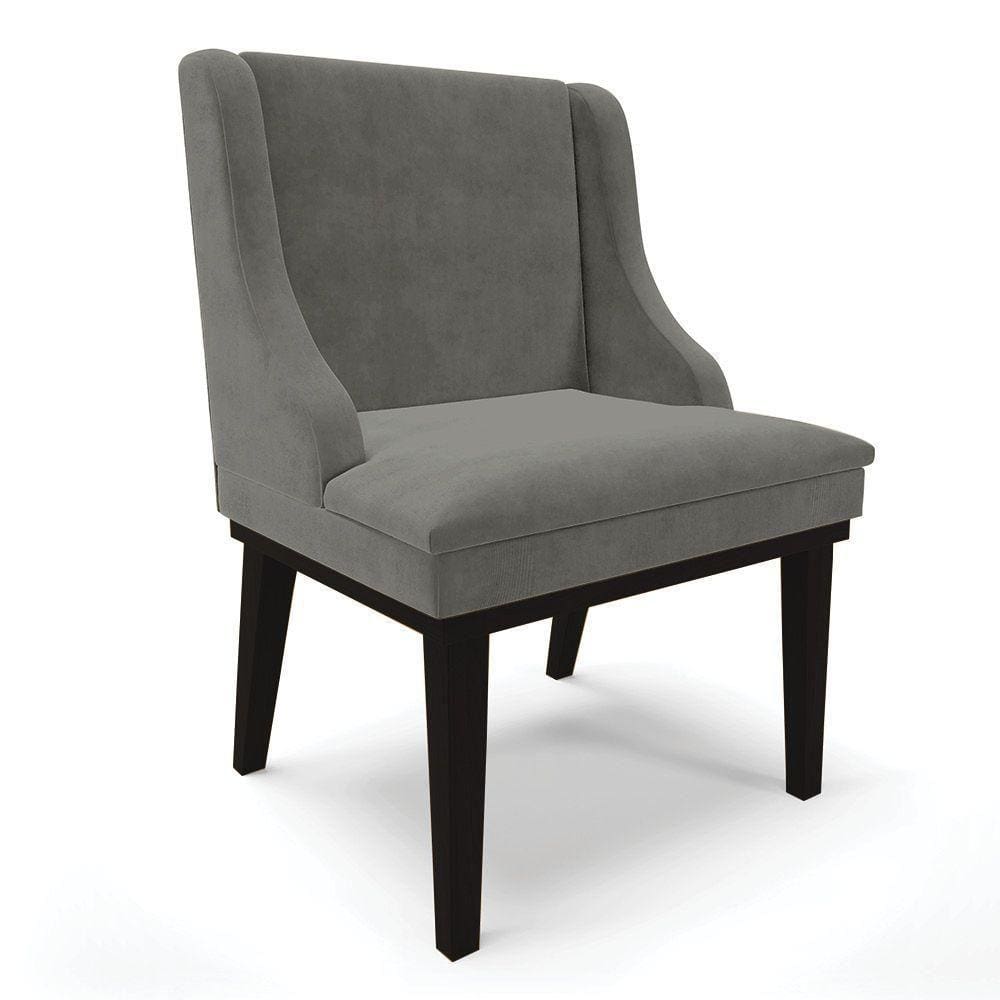Cadeira De Jantar Suede Grafite Base Fixa Madeira
