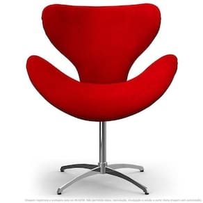 Cadeira Decorativa Poltrona Egg Vermelha Com Base Giratória