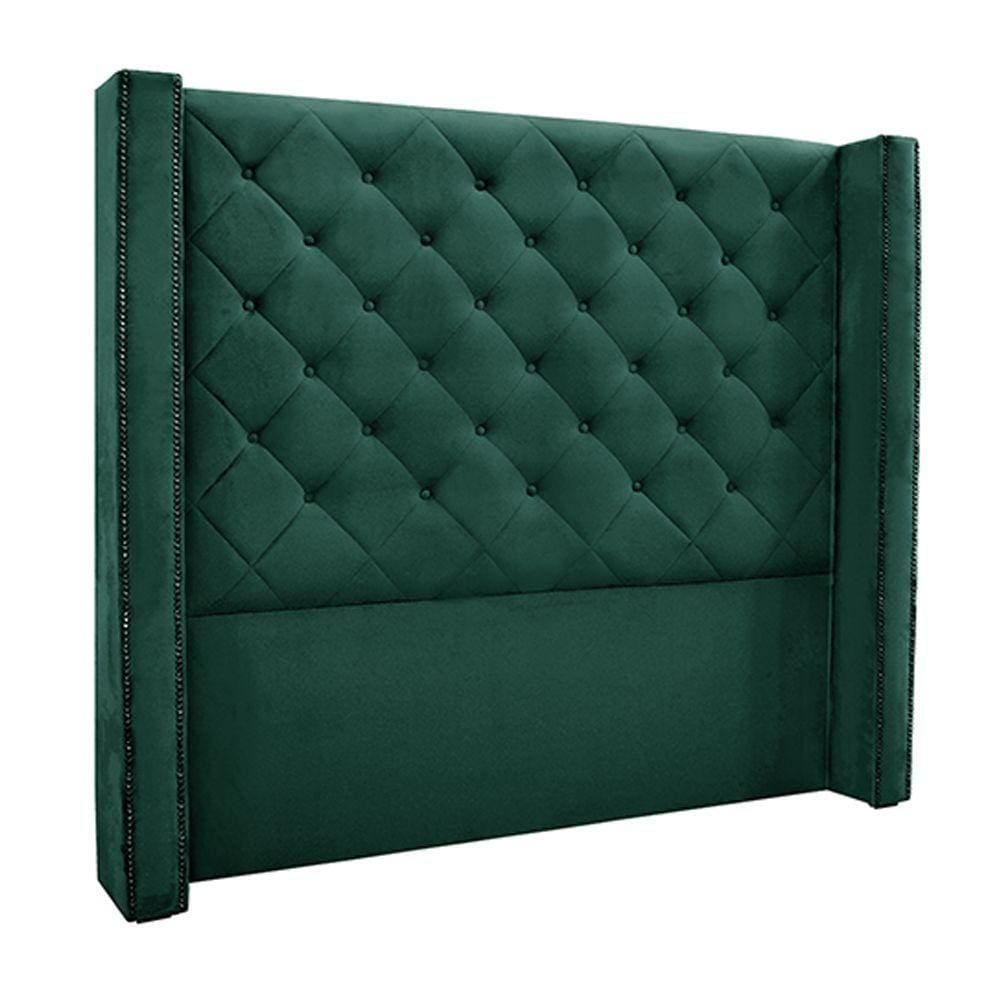 Cabeceira King Size 2,19m Loewe Veludo Verde Floresta