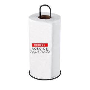 Suporte Porta Rolo Papel Toalha De Mesa Metal Preto Fosco