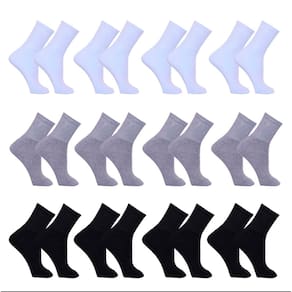 Kit 12 Pares de Meia Adulto Masculina Esportiva Cano Alto Algodão Sport