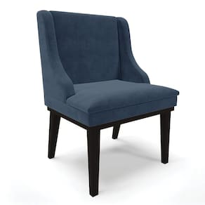 Cadeira De Jantar Liz Suede Base Madeira Preto Azul Marinho