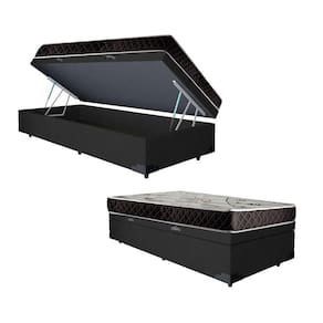 Cama Box Baú Solteiro Colchão Anny Espuma D33 Acolchões + Box Suede 61x88x188