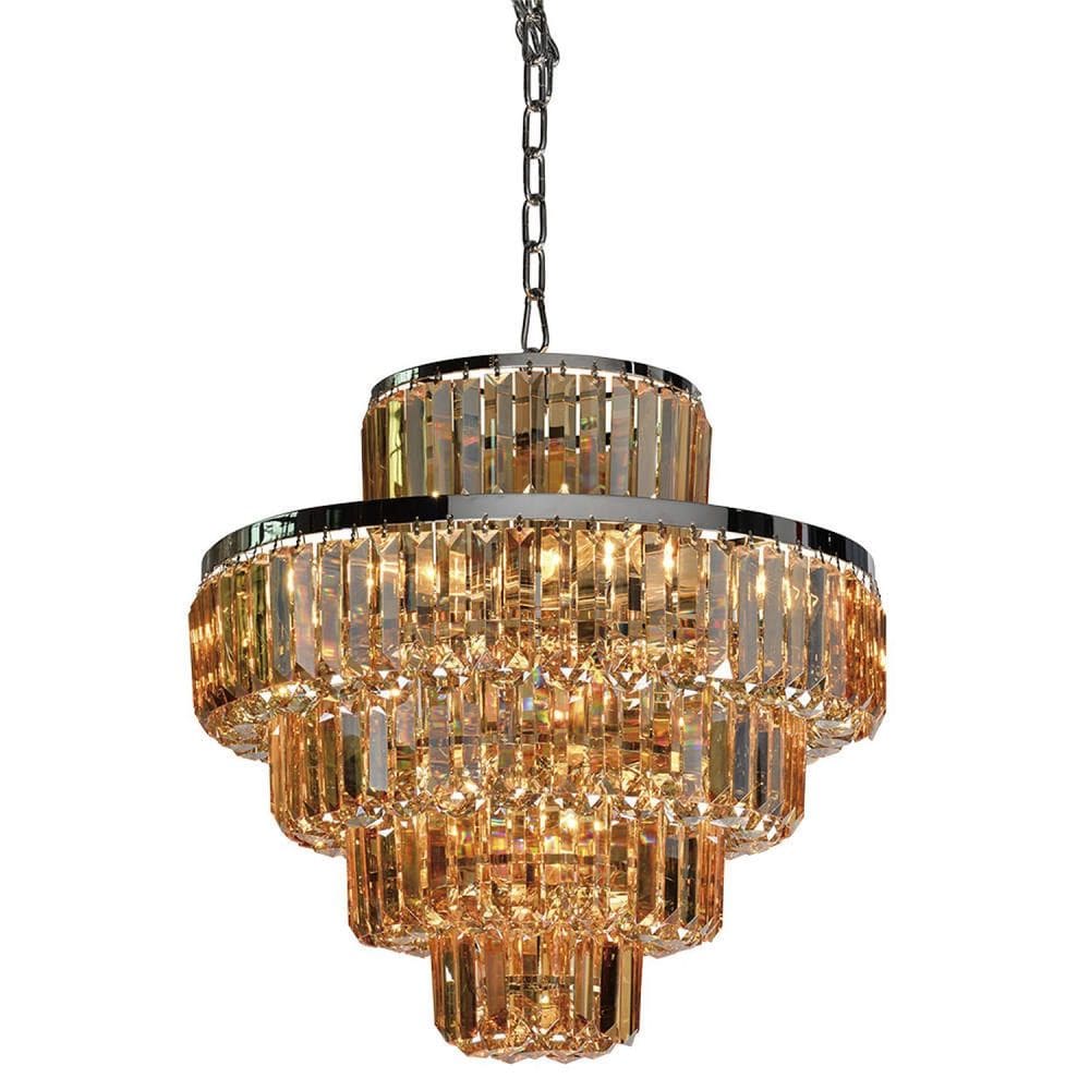 Lustre Dijon Cristal 55cmx70cm Bella Iluminação Âmbar / Cromado
