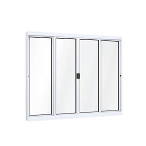 Janela de Aluminío de Correr 100x150cm 4 Folhas com Vidro Lucasa Ideale Branco
