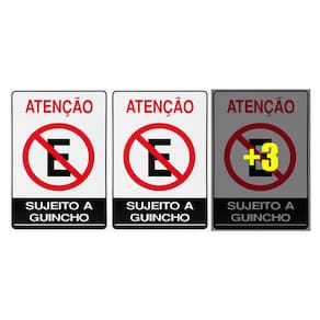 Combo 6 Placas De Sinalização Atenção Proibido Estacionar Sujeito A Guincho 20x30 Acesso - P-4/2 F9e