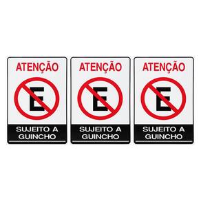 Combo 3 Placas De Sinalização Atenção Proibido Estacionar Sujeito A Guincho 20x30 Acesso - P-4/2 F9e