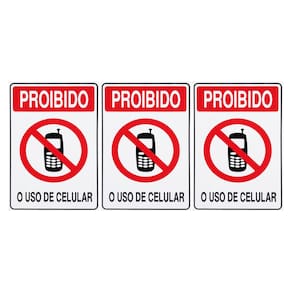 Combo 3 Placas De Sinalização Proibido O Uso De Celular 20x30 Acesso - S-228 F9e