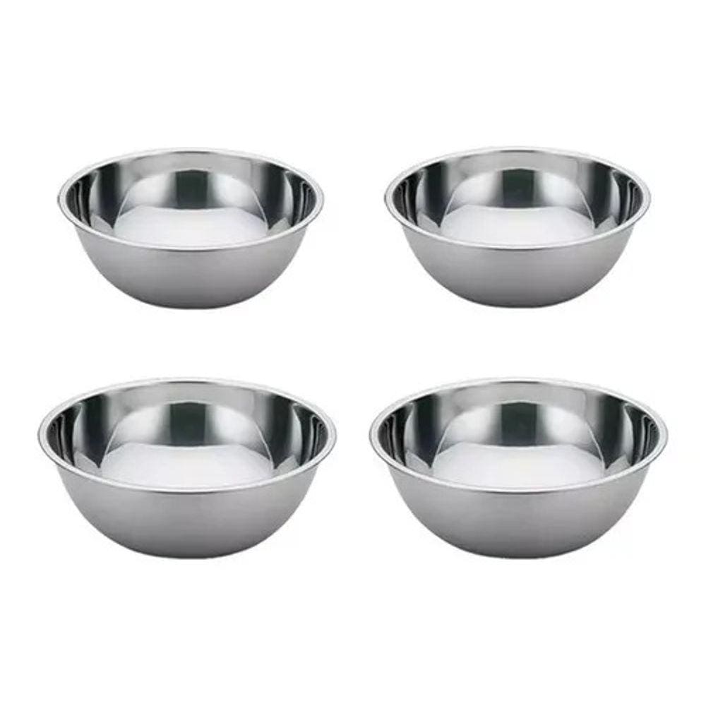 Conjunto Tigelas Bowl Saladeira 4 Pçs 2 Tamanhos Aço Inox