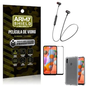 Fone Bluetooth Hs615 Samsung A11+Capa Anti Shock+Pelicula 3D