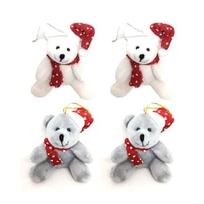 Kit Ursinho Pelúcia Natal com Gorrinho 15cm 4 Unidades - Master Christmas
