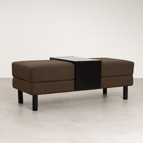 Conjunto Puff Baú 120cm e Bandeja Antúrio CabeCasa MadeiraMadeira Marrom/Preto