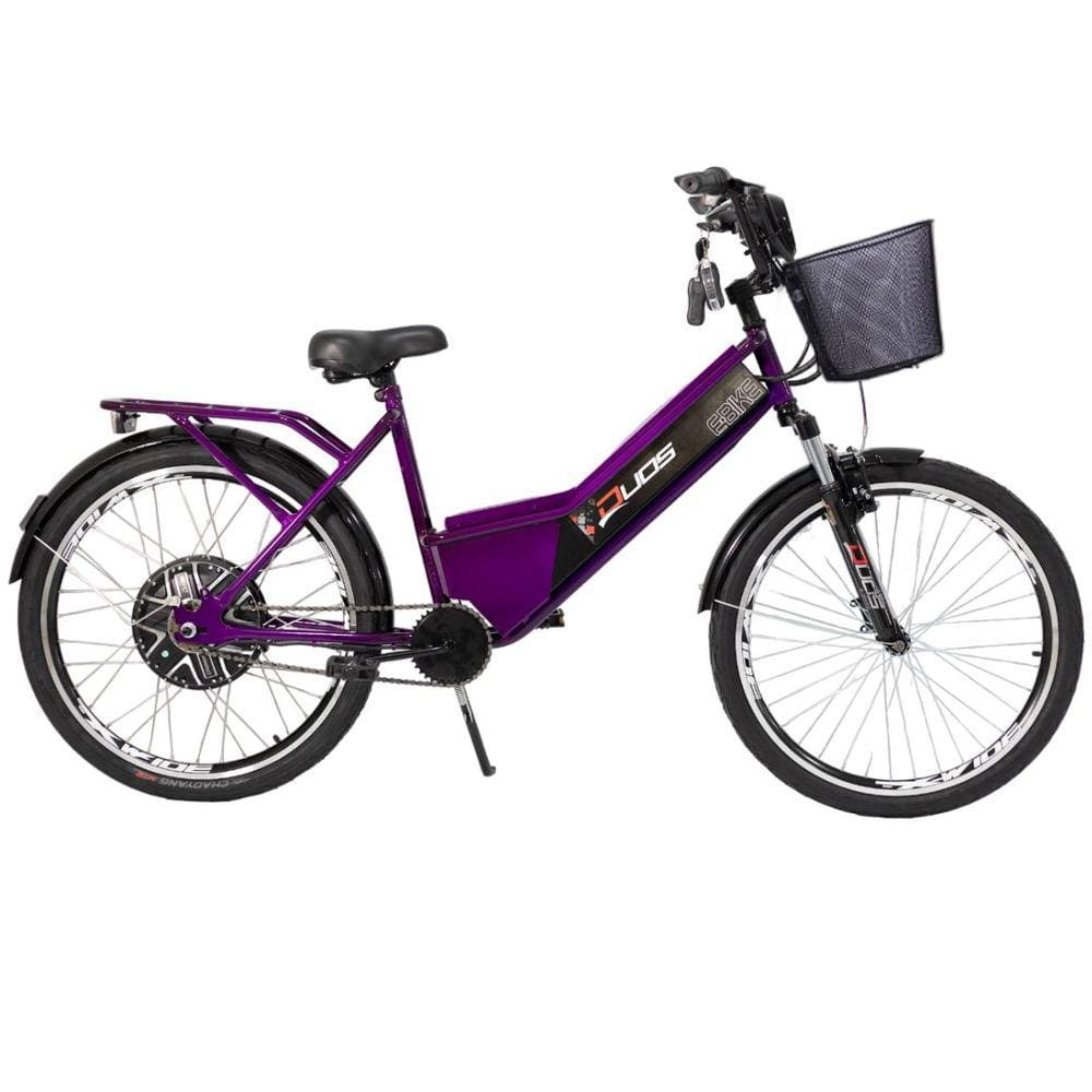 Bicicleta Elétrica Confort 800W 48V 15Ah Violeta com Cestinha