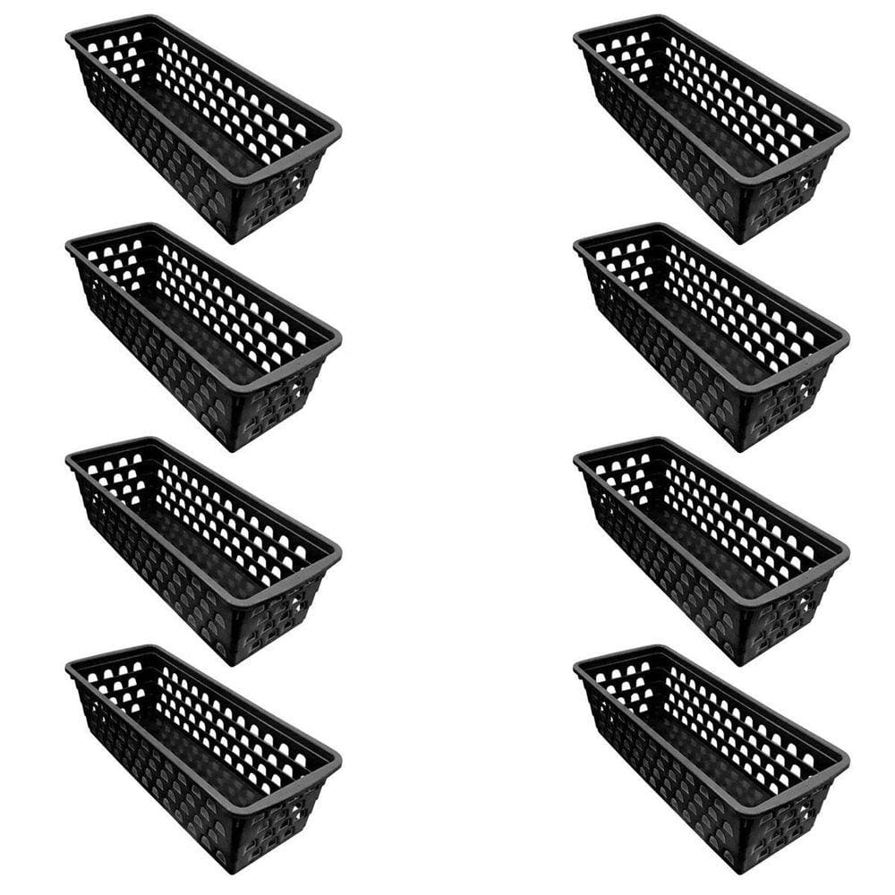 Kit 8 Cesto Organizador Multiuso Retangular Preto 0693 Uninjet