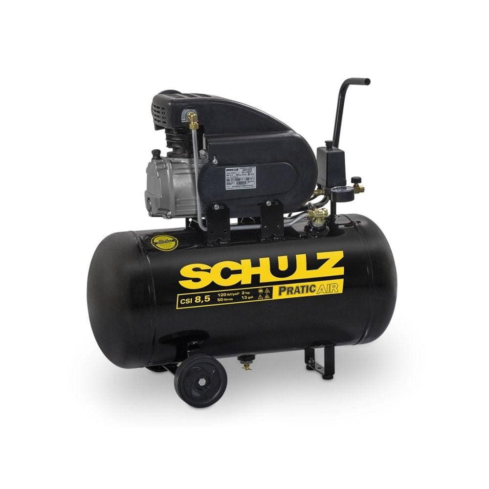 Motocompressor De Ar Pratic Air CSI 8,5/50 8,5 Pés 2HP 50 Litros C/Rodas 220v - Schulz