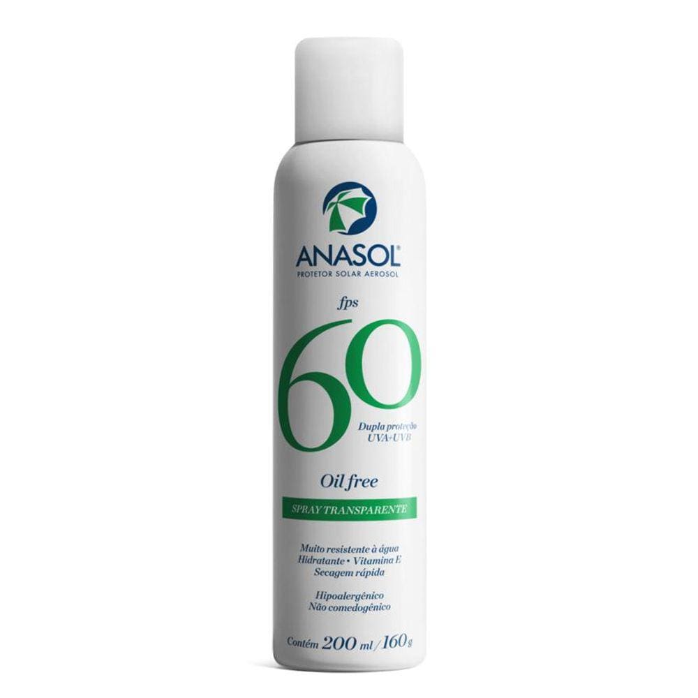 Protetor Solar Anasol Spray Transparente FPS 60 200ml 160g