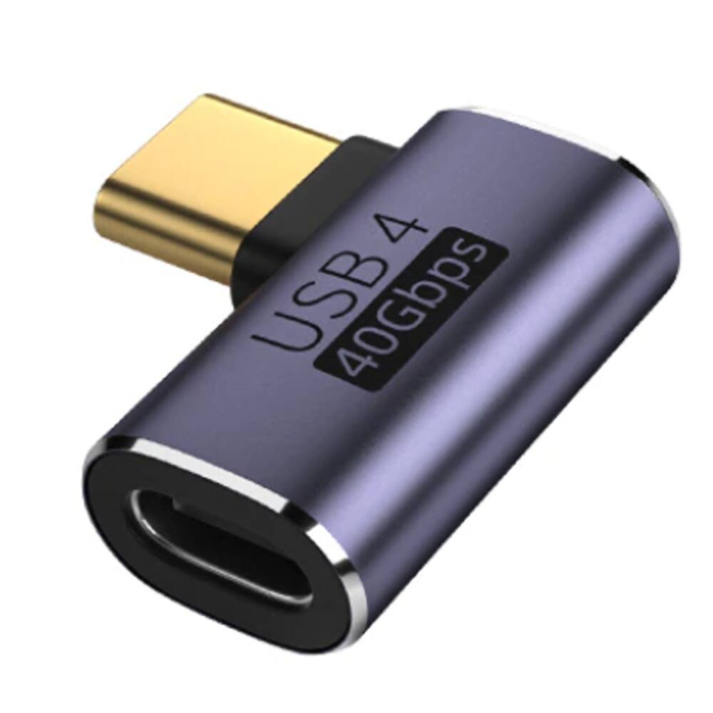 Adaptador USB-C 4.0 90° 40gbps Macho para Fêmea Áudio Vídeo