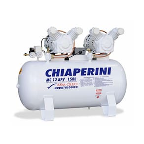 Compressor Odontológico 12 Pcm 150 Litros Isento de óleo 110/220v - MC 12 BPV RV 150 L Chiaperini