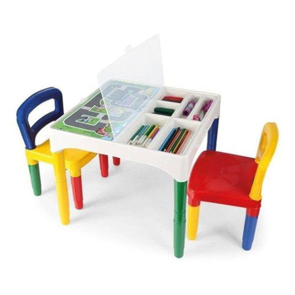 Mesinha Didática Poliplac Mini Mesa Crianças Com Cadeiras