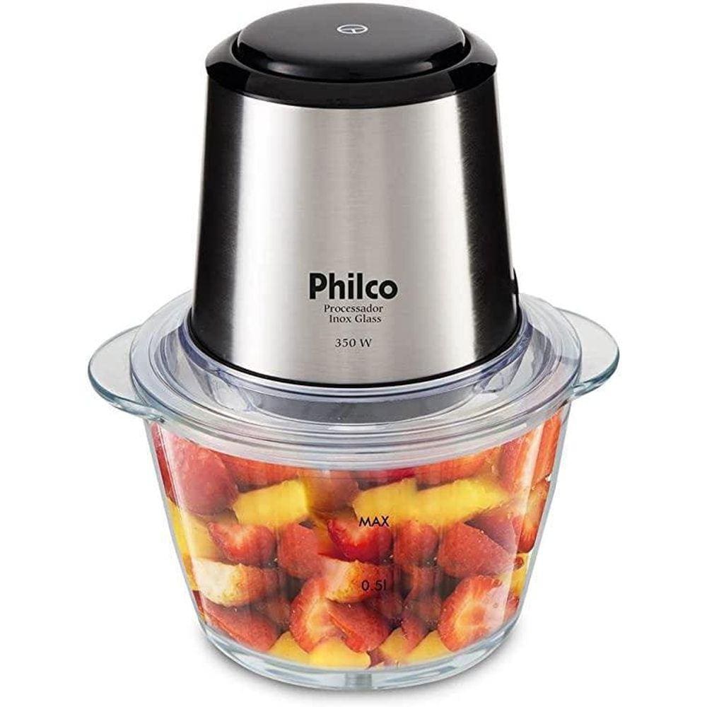 Mini Processador Philco Inox Vidro 1.2L 350W 220V