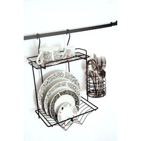 Escorredor Baby Preto 6 Pratos Com Porta Talheres
