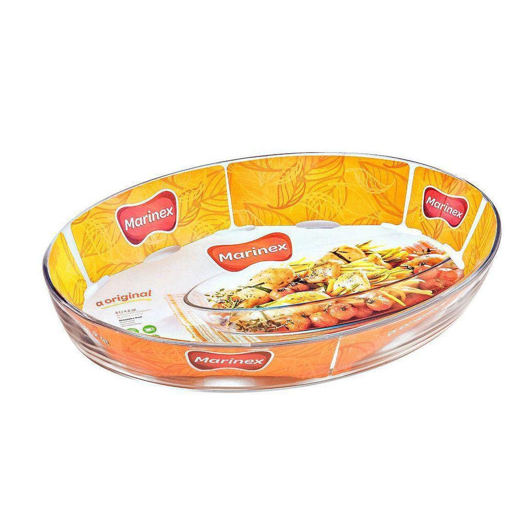 Assadeira De Vidro 4L Grande Oval Sobremesas Marinex