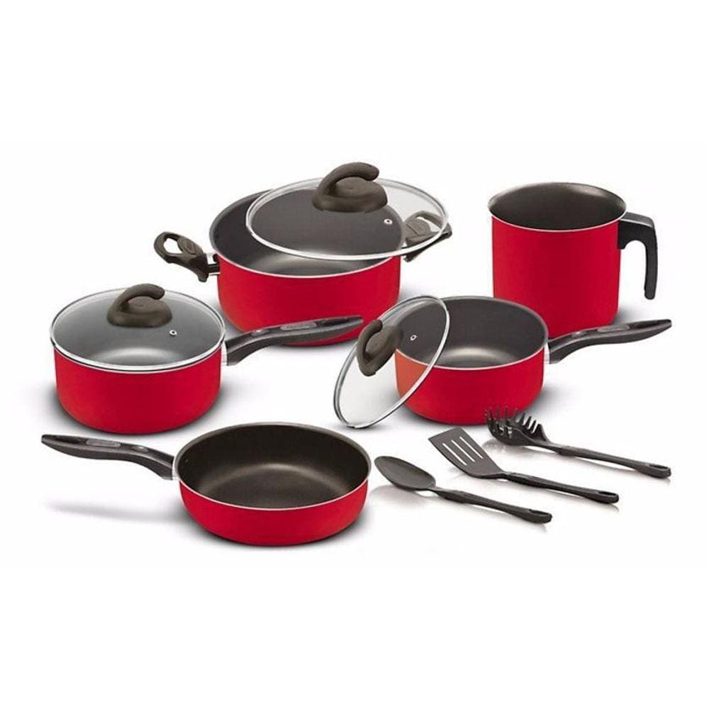 Conjunto De Panelas Elegan Vermelho 08 Peças Teflon