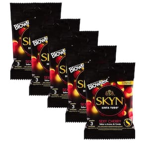 Kit 5 Pacotes Preservativo SKYN Sexy Cherry C/ 3 Unidades Cada