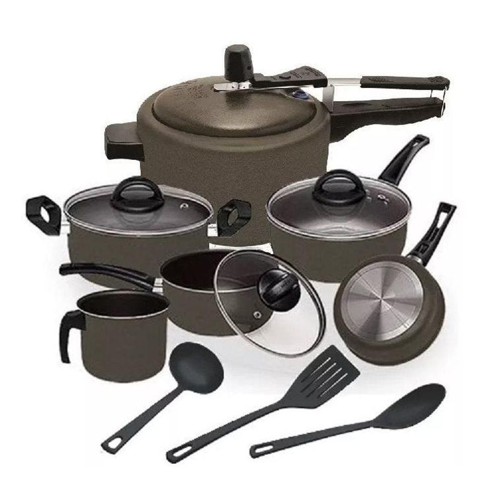 Conjunto Classic 9 Peças Teflon Com Panela De Pressão