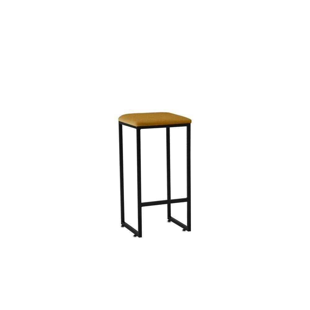 Banqueta Alta Decorativa Donna Em Suede Armação Preto
